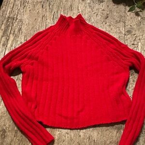 American Eagle Outfitters Red Cowl Neck cropped,Sweater